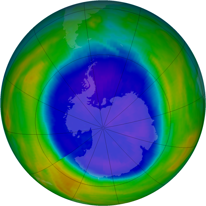 Antarctic ozone map for 18 September 1992